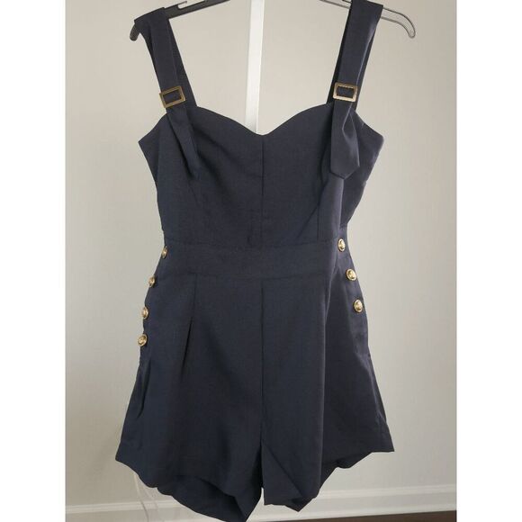 Plus Size Navy Romper 4X – Unique Vintage Tie Back – Retro Style - Picture 3 of 7